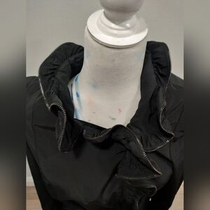 Etcetera Ruffled Zipper trimmed Black Belted pocketed Women's Jacket Size 4 Y2K